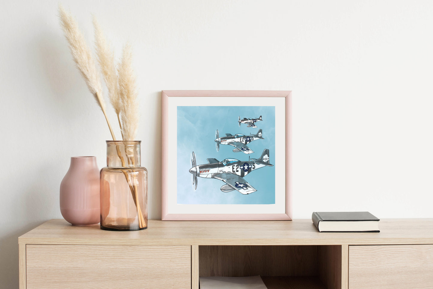 P-51 Mustang - Illustrated Print by Thomas Little