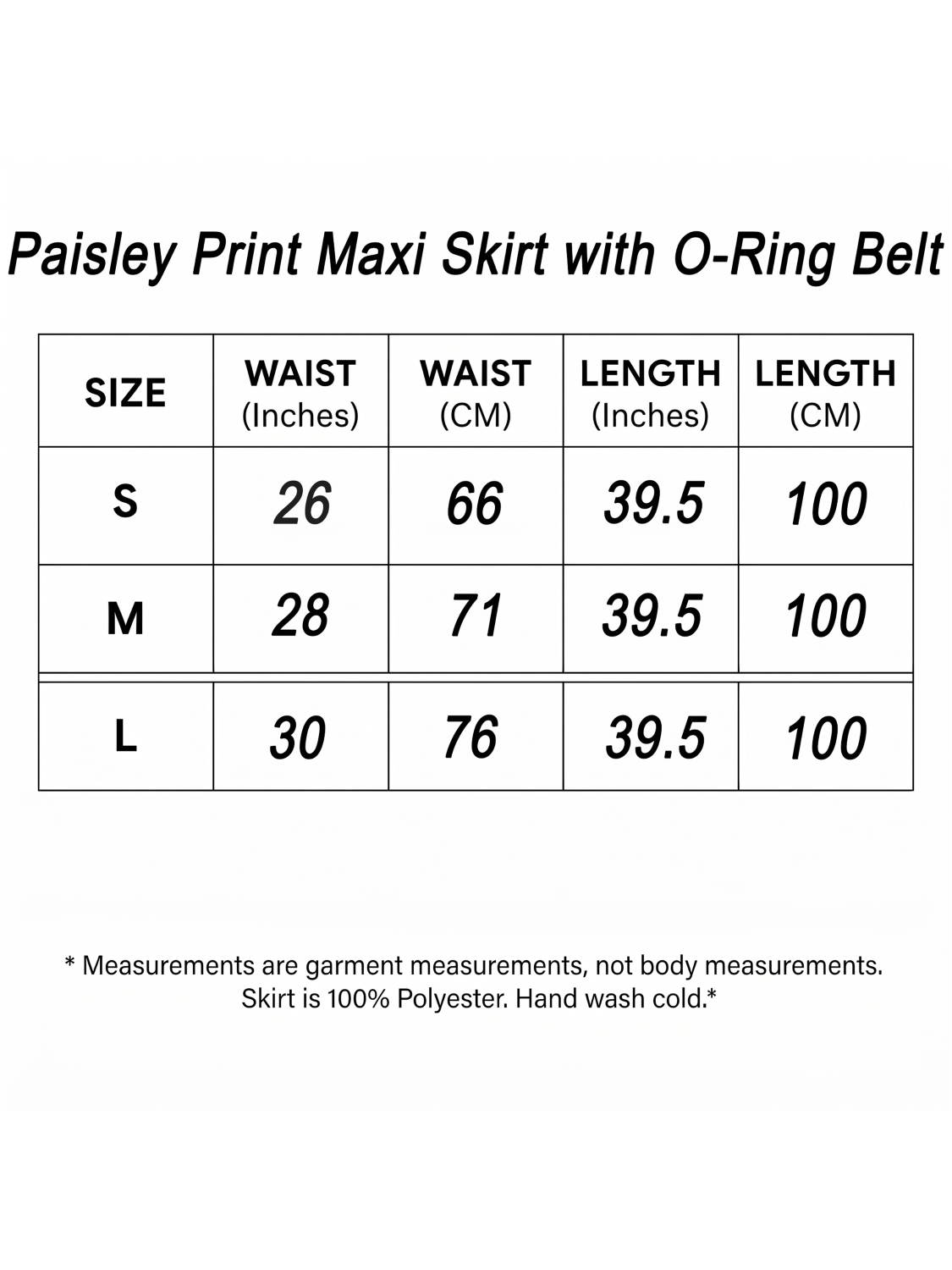 Paisley Print Maxi Skirt with O-Ring Belt - by En Creme®