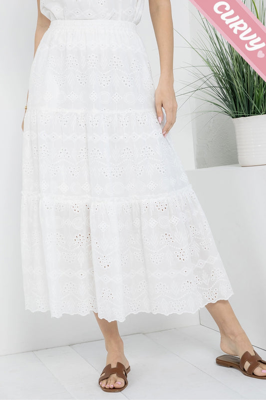 Plus Size Classic Eyelet Tiered Maxi Skirt - by Sweet Lovely by Jen®