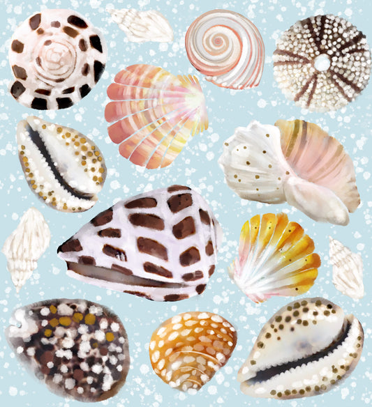 Poipu Shells - Little Ocean Blue Studio - Fabric By The Yard - 100% Cotton