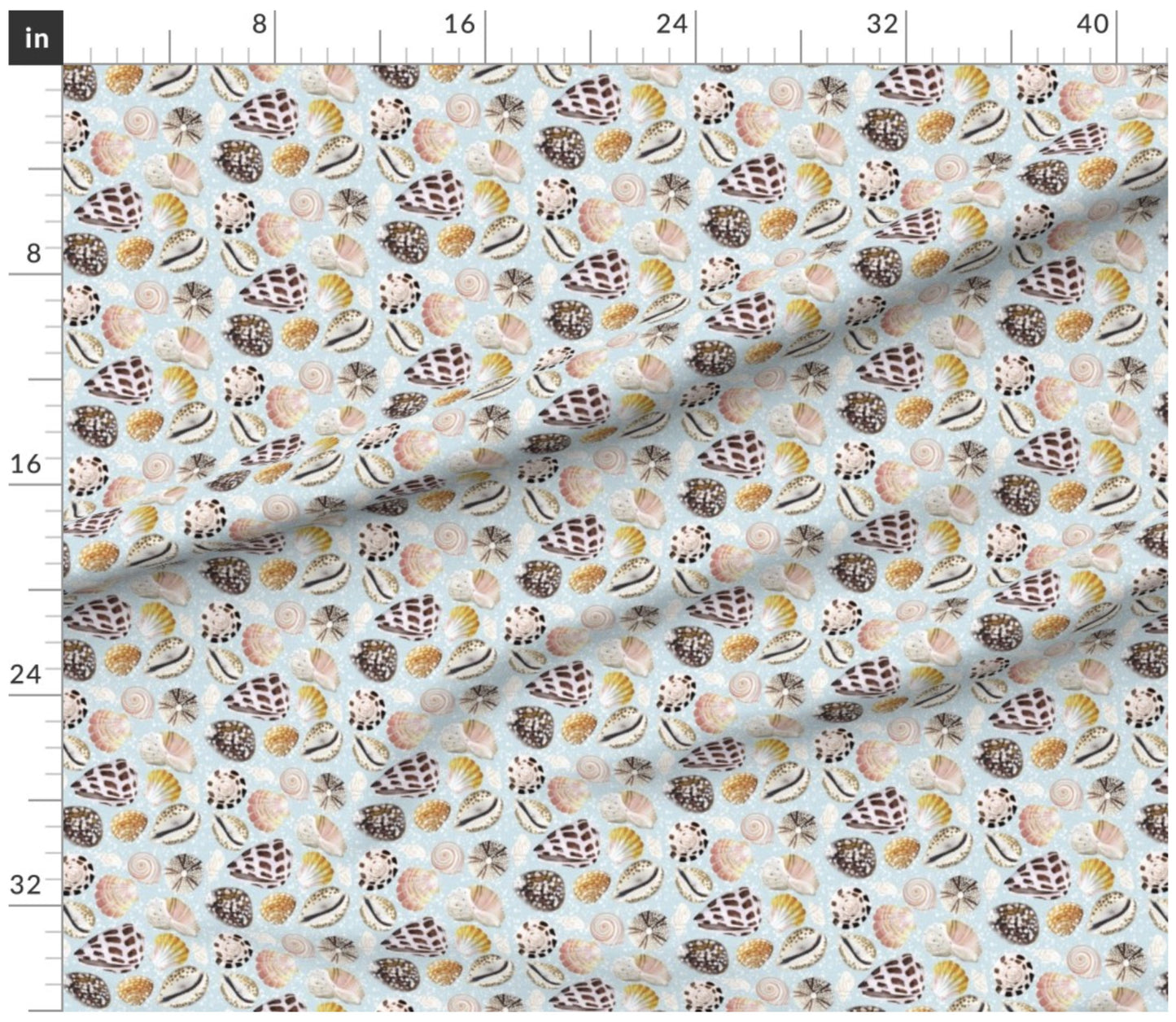 Poipu Shells - Little Ocean Blue Studio - Fabric By The Yard - 100% Cotton