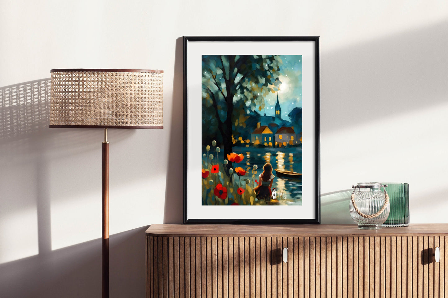 Poppies In The Moonlight - Illustrated Print by Thomas Little