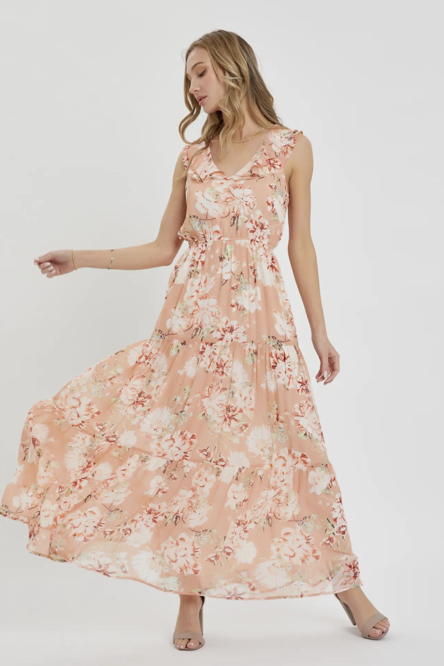 Pretty Floral Tiered Maxi Dress - by Sweet Lovely by Jen®