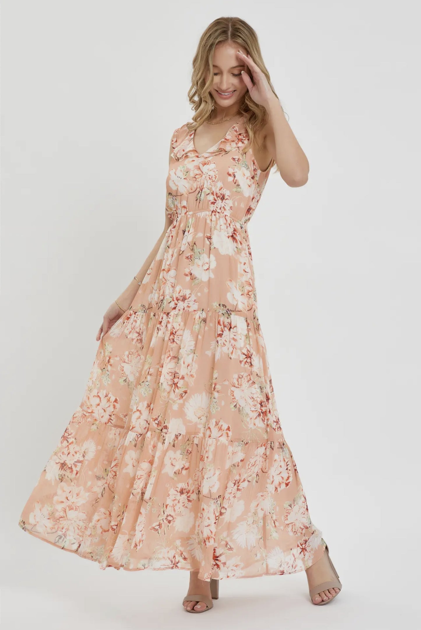 Pretty Floral Tiered Maxi Dress - by Sweet Lovely by Jen®
