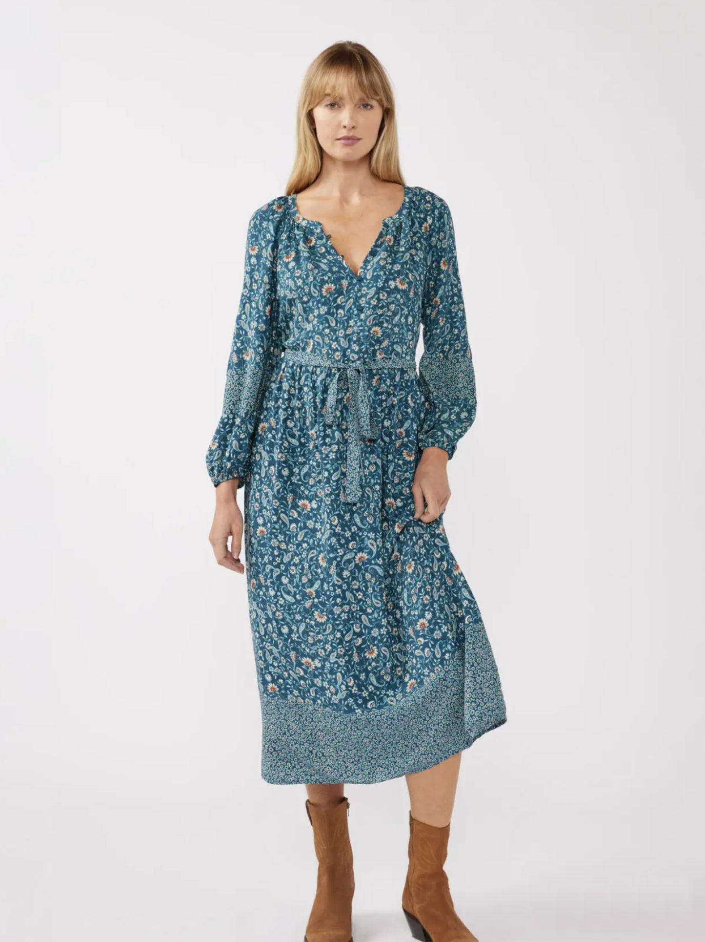 Raglan Button Front Midi Dress with Belt Tie - by Lovestitch®