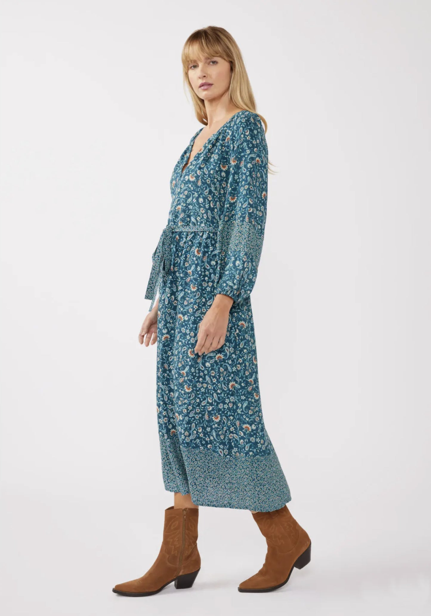 Raglan Button Front Midi Dress with Belt Tie - by Lovestitch®