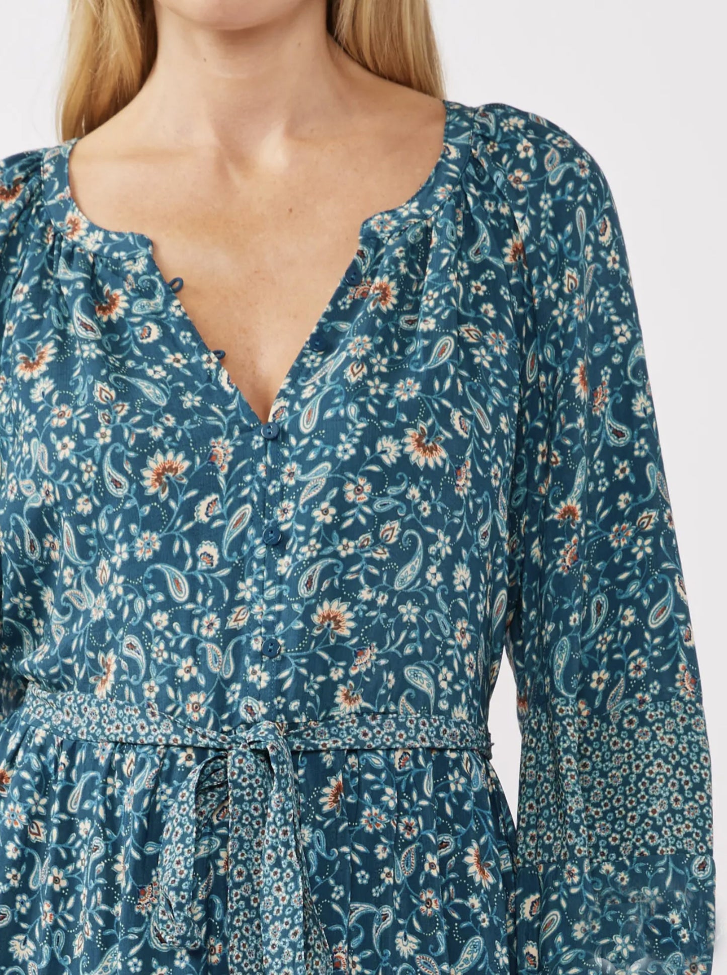 Raglan Button Front Midi Dress with Belt Tie - by Lovestitch®