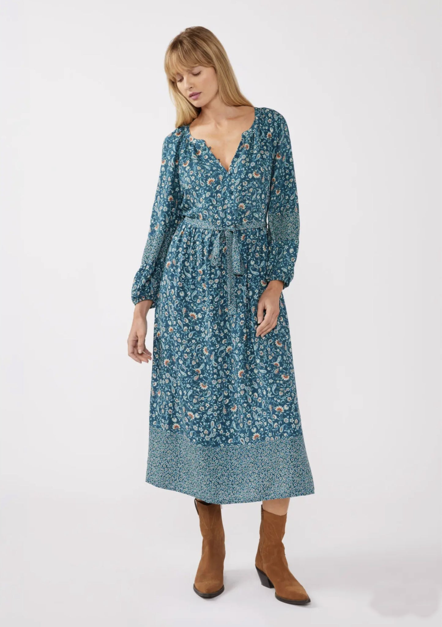 Raglan Button Front Midi Dress with Belt Tie - by Lovestitch®