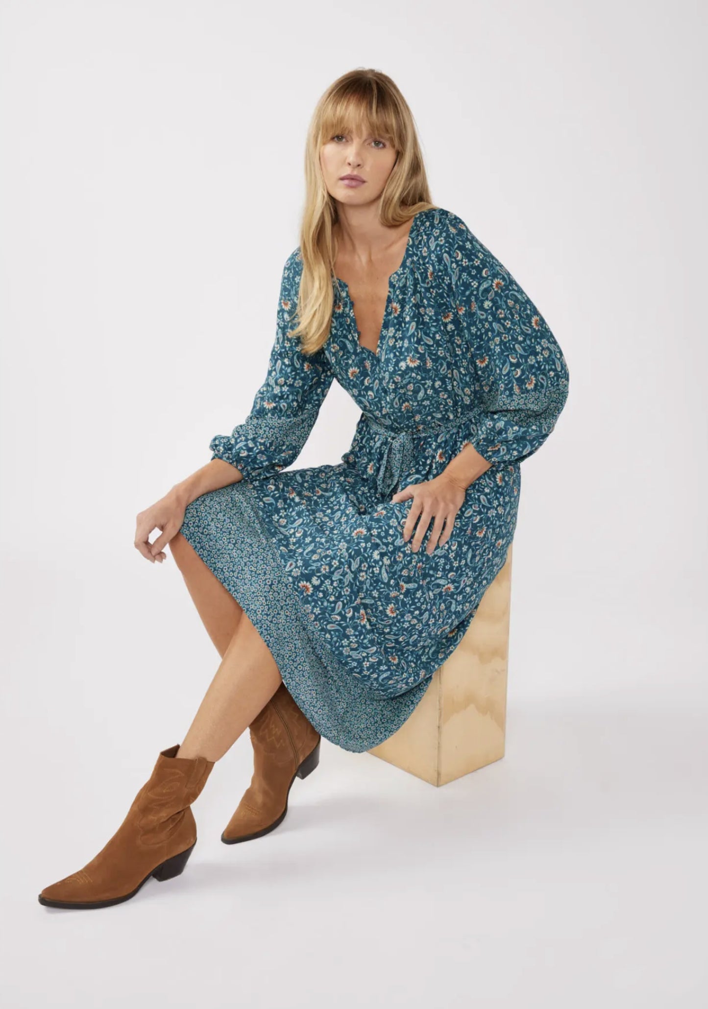 Raglan Button Front Midi Dress with Belt Tie - by Lovestitch®