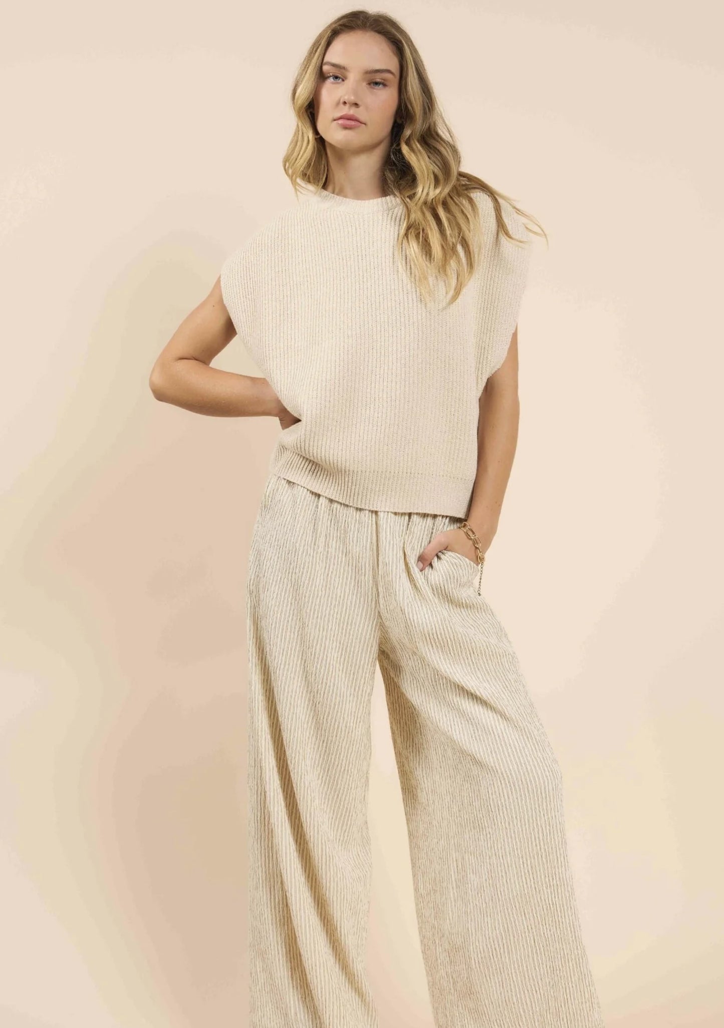 Raindrops Ribbed Sweater Tank - By Sadie & Sage®