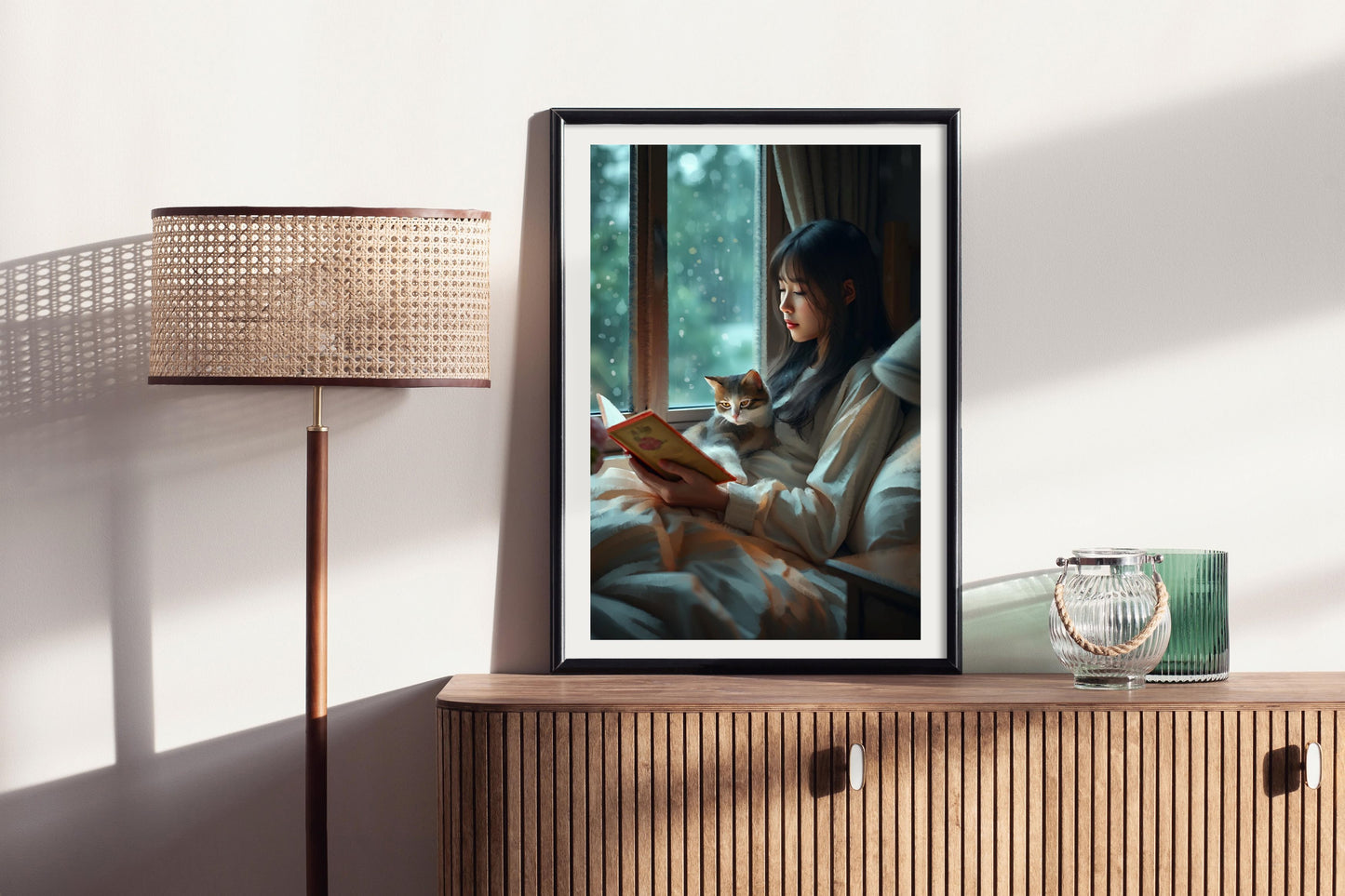 Rainy Day in Bed - Illustrated Print by Thomas Little