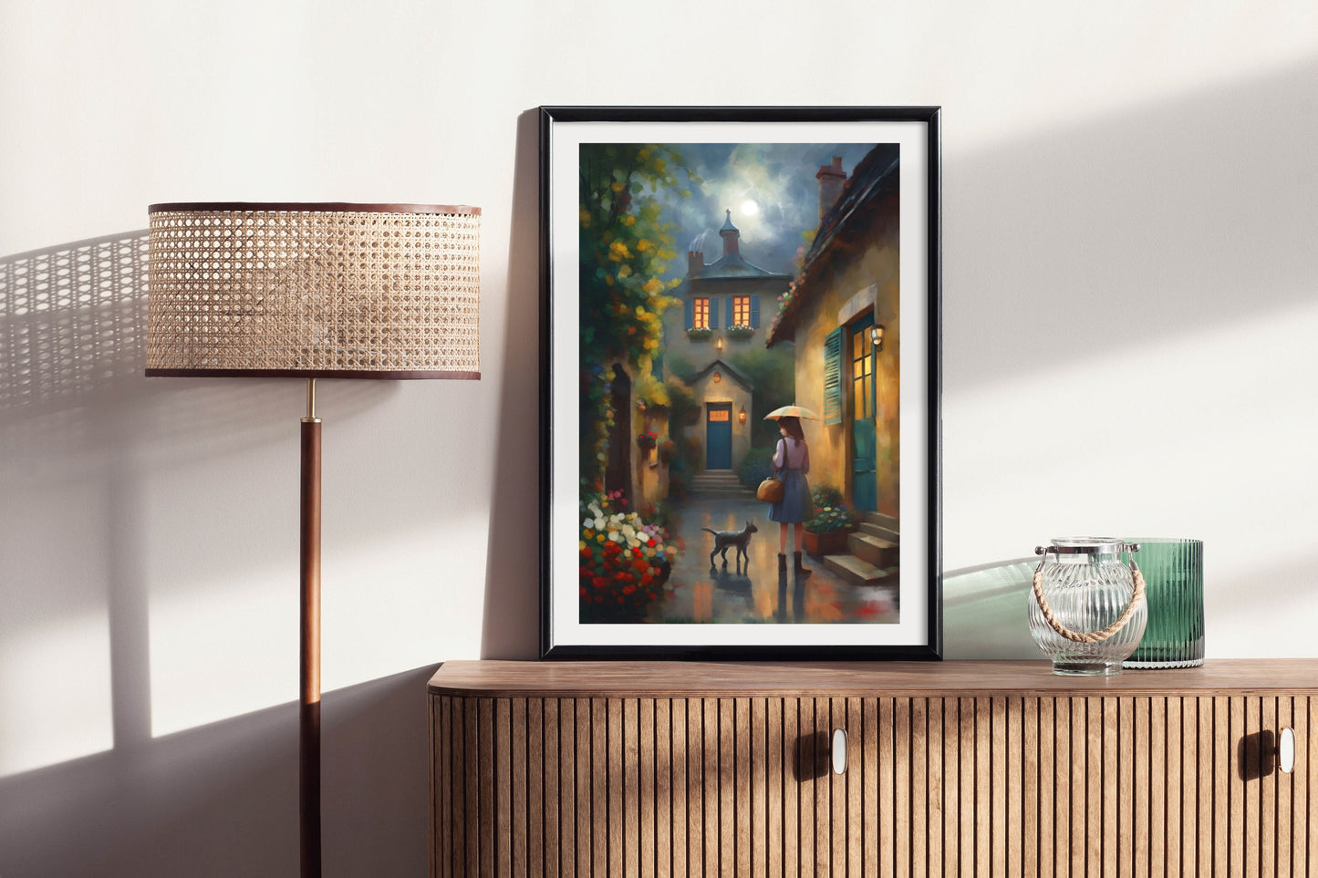 Rainy Night - Illustrated Print by Thomas Little