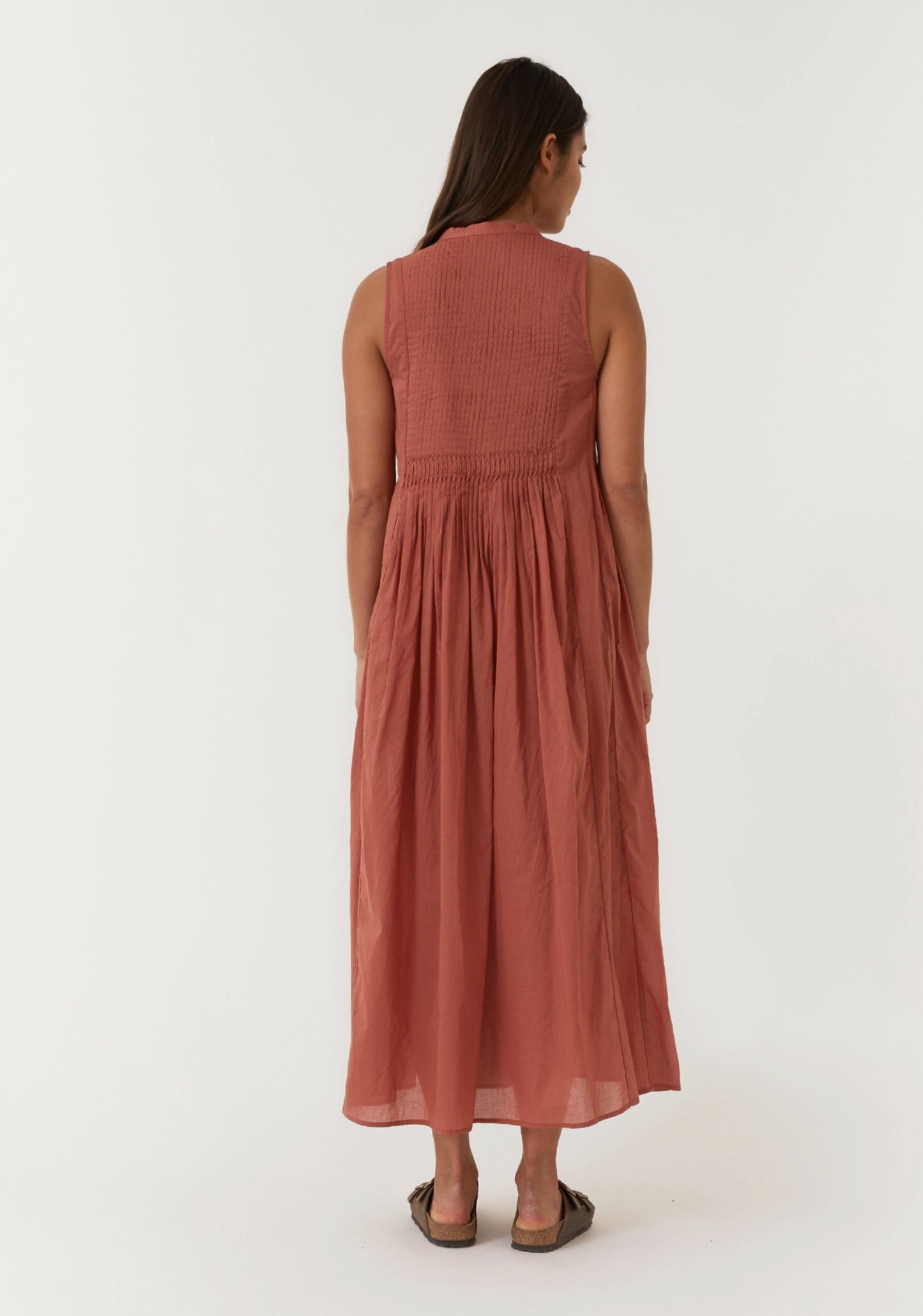 Relaxed Fit Pleated V Neck Maxi Dress - by Lovestitch®
