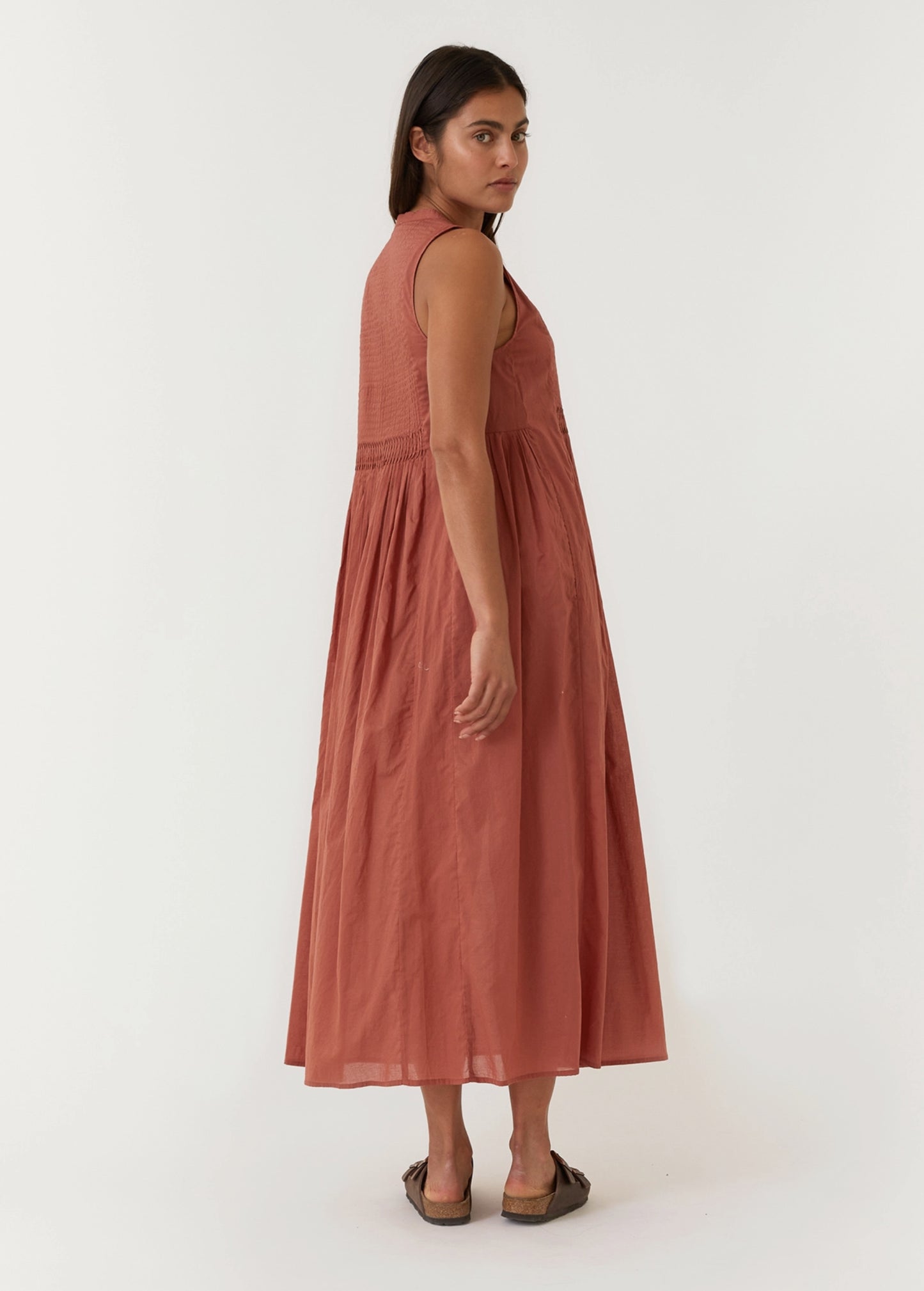 Relaxed Fit Pleated V Neck Maxi Dress - by Lovestitch®