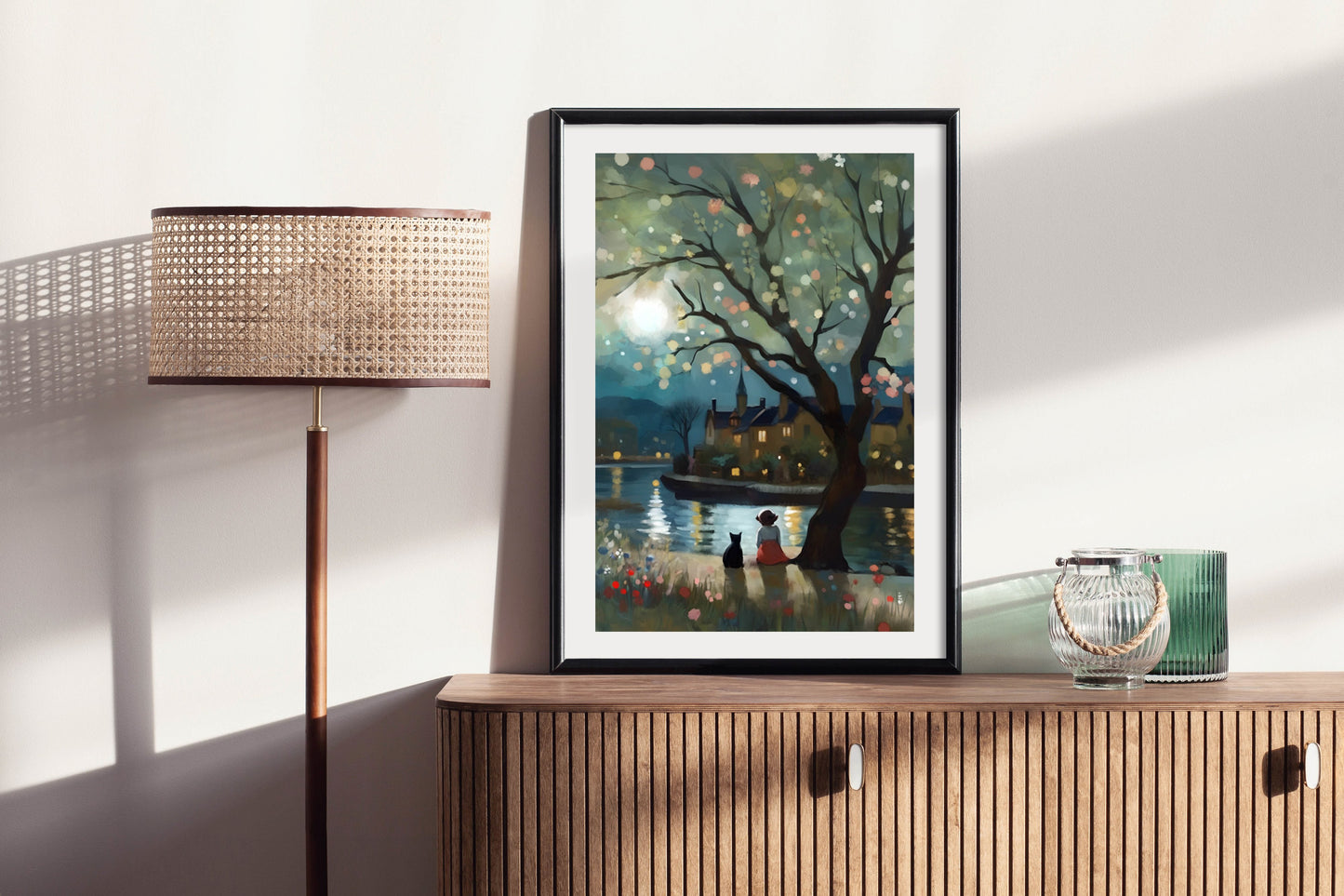 River Lights - Illustrated Print by Thomas Little