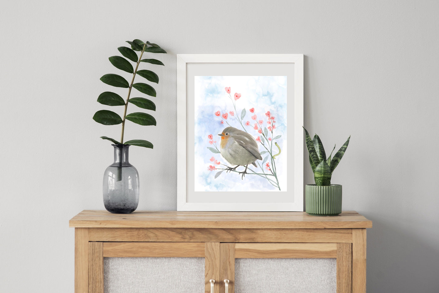 Robin in my Garden - Illustrated Print by Thomas Little