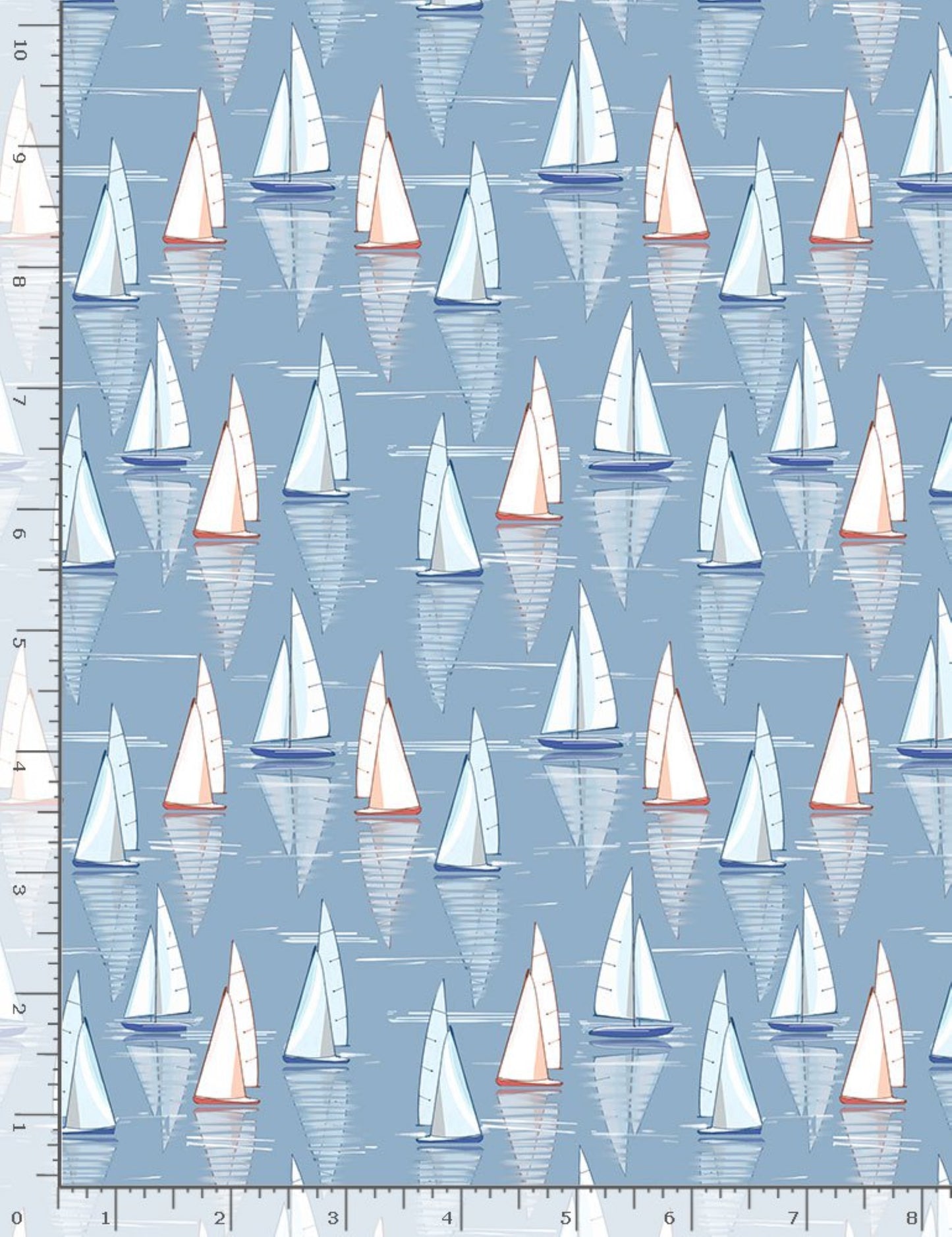 Sailboats - Little Ocean Blue Studio - Fabric By The Yard - 100% Cotton - CD1295