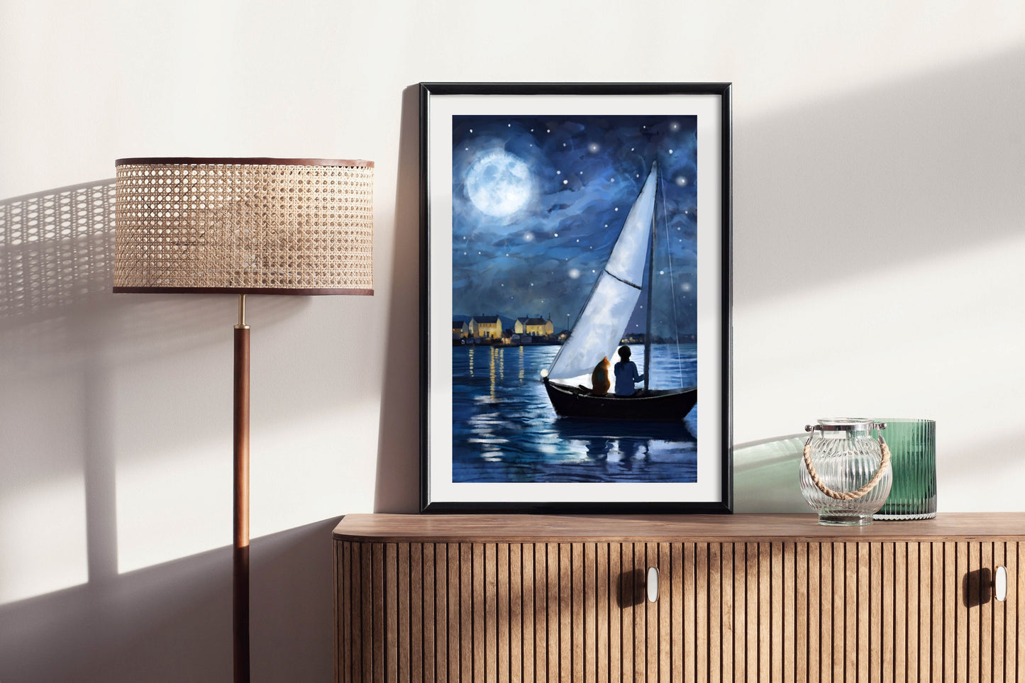 Sailing into Starlight - Illustrated Print by Thomas Little
