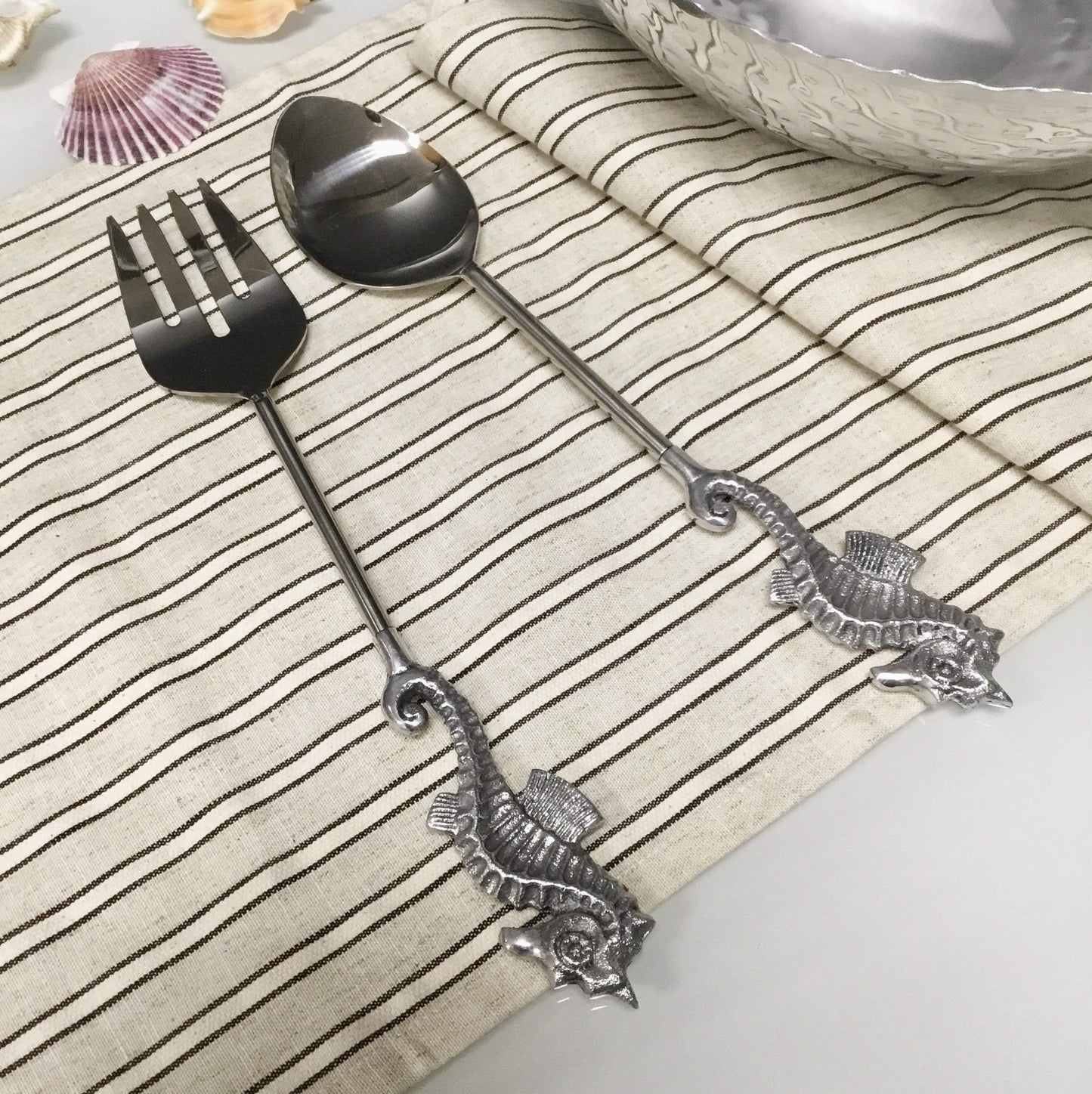Seahorse Salad Servers, Set of 2 - by India Handicrafts Inc