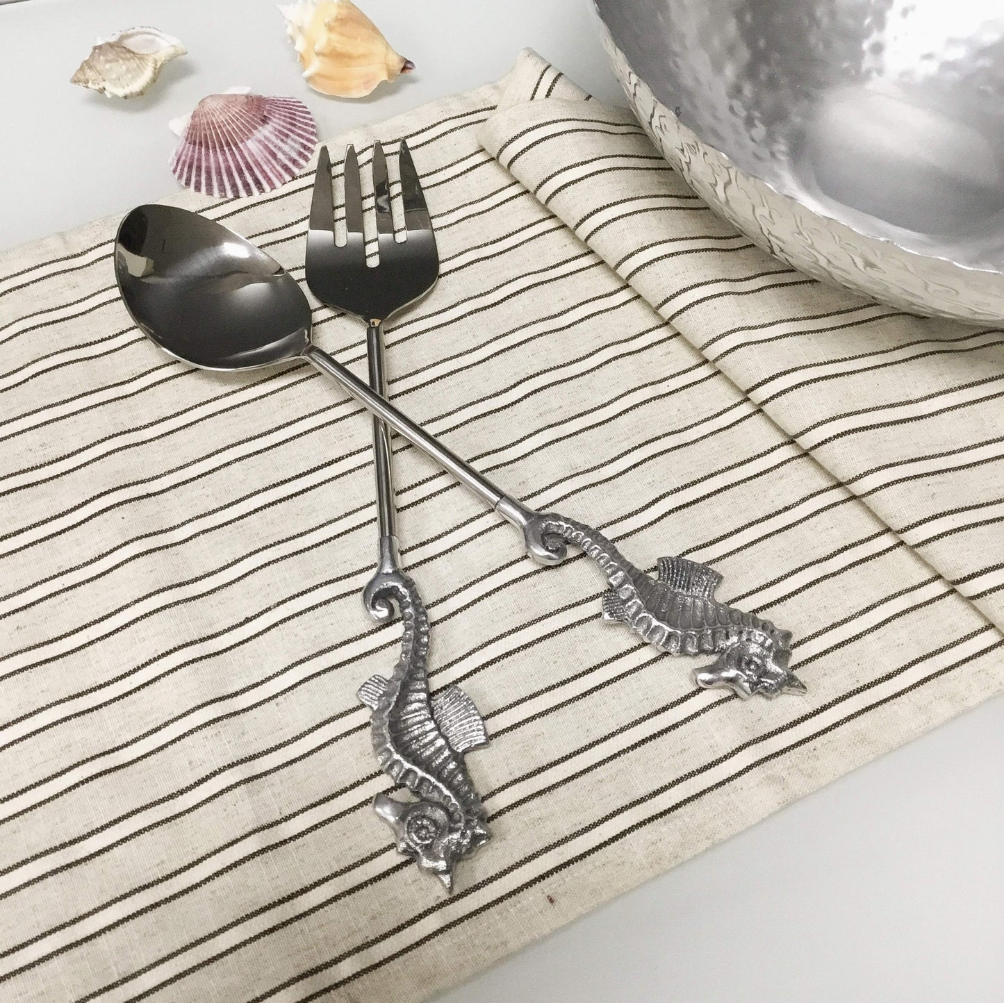 Seahorse Salad Servers, Set of 2 - by India Handicrafts Inc