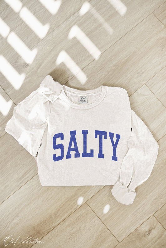 Salty Mineral Washed Long Sleeve Graphic (Cream color) - by OAT COLLECTIVE®