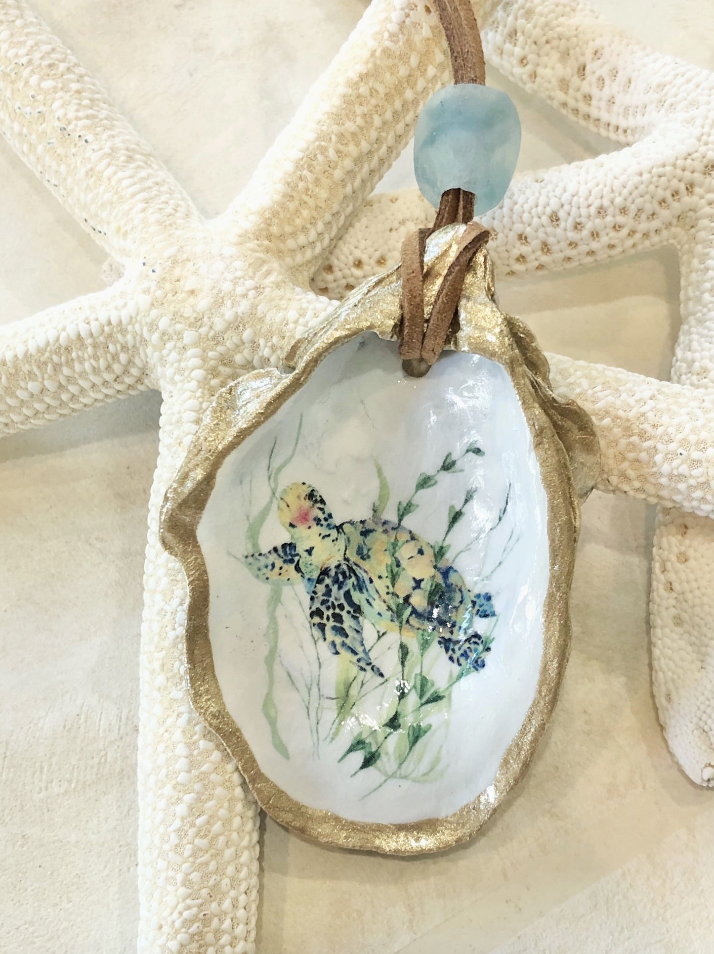 Sea Turtle Ornament - Oyster Shell - by Coast and Cork
