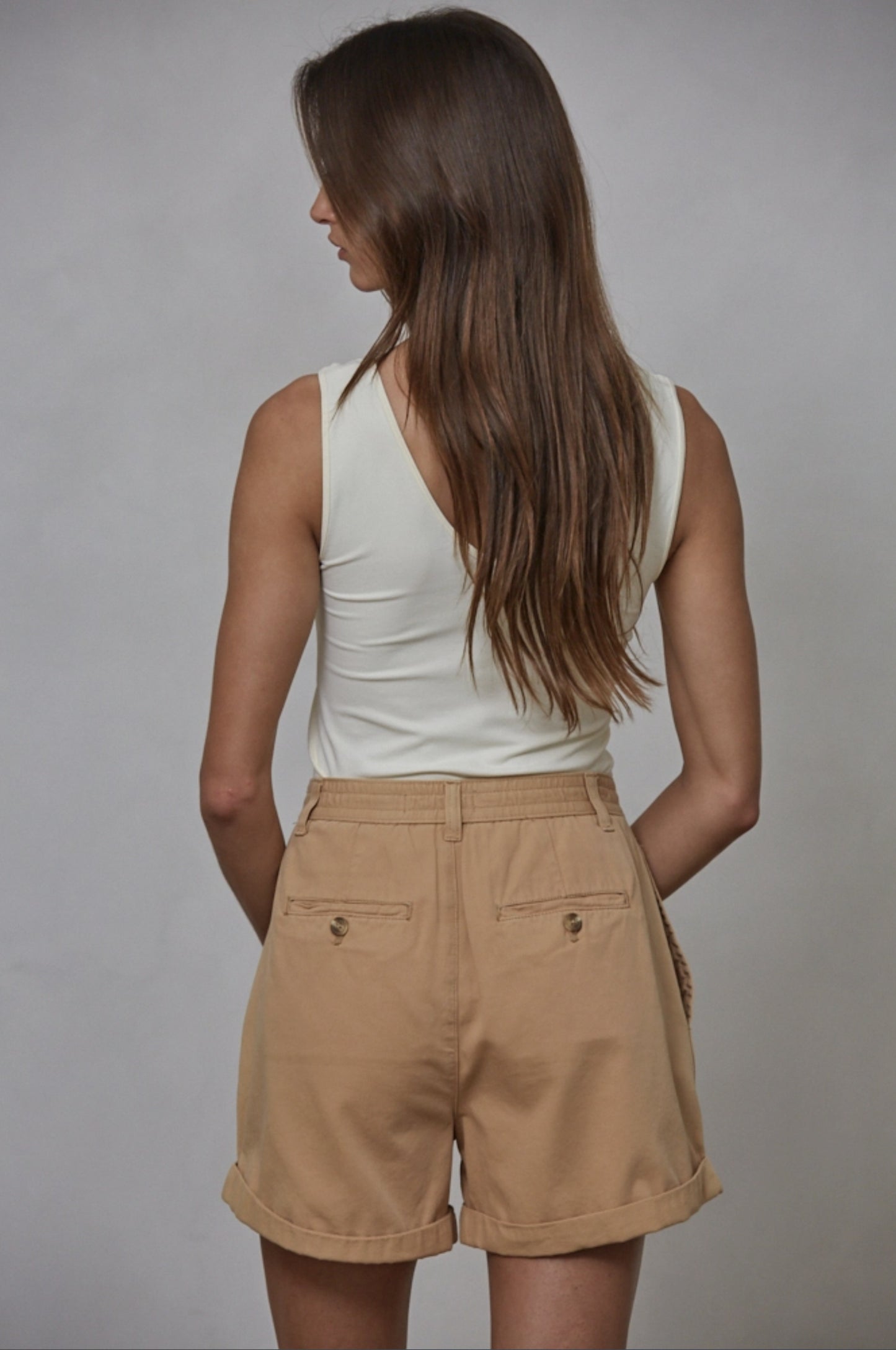 Seamless Reverse U-V Neck Tank (Cream color) - by By Together®