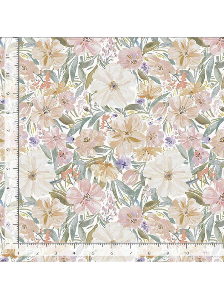 Serene Petals - Clara Jean Design DCJ3461 - Fabric By The Yard - 100% Cotton