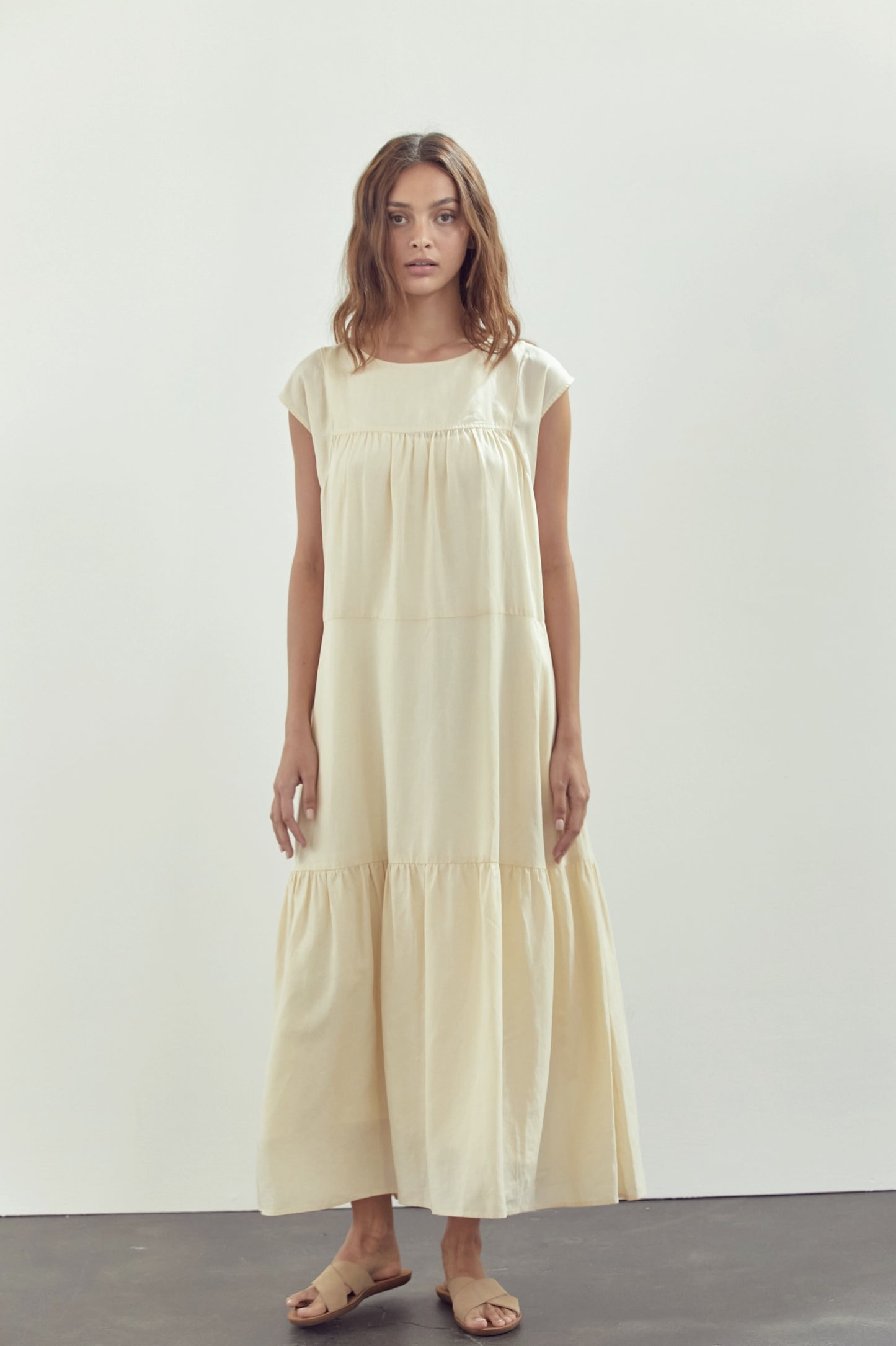 Short Sleeve Tiered Midi Dress - by Amente®