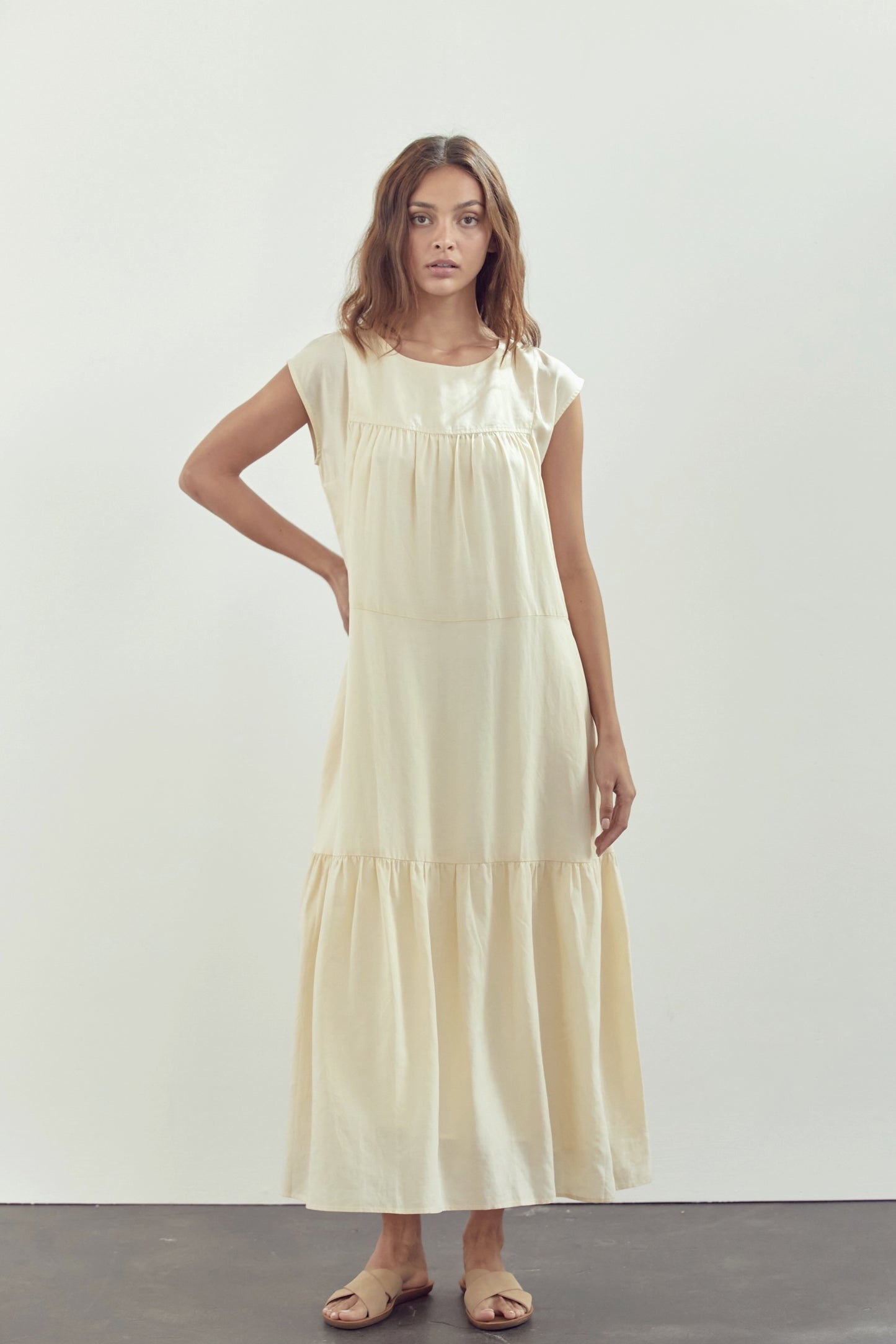 Short Sleeve Tiered Midi Dress - by Amente®