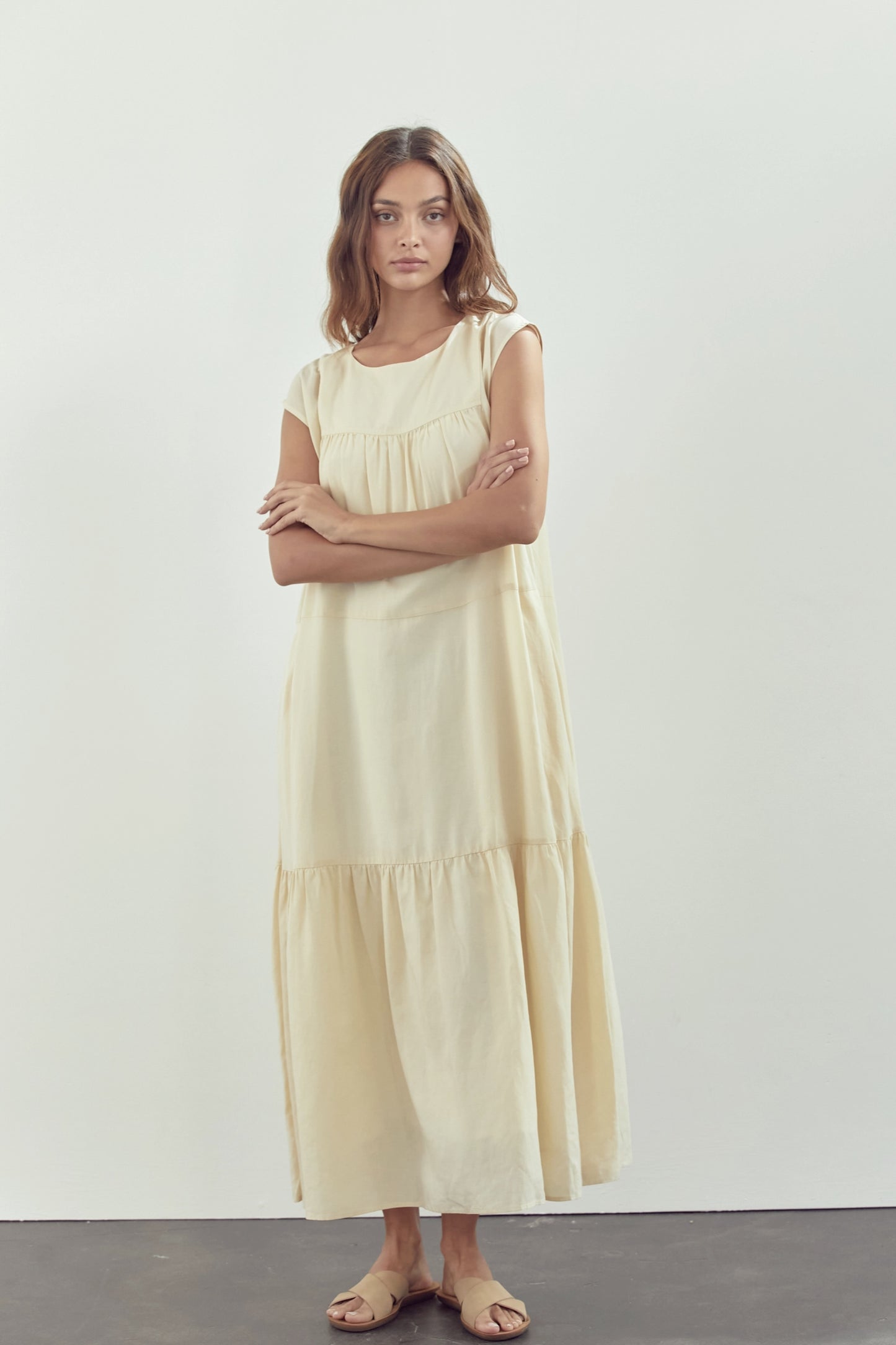 Short Sleeve Tiered Midi Dress - by Amente®