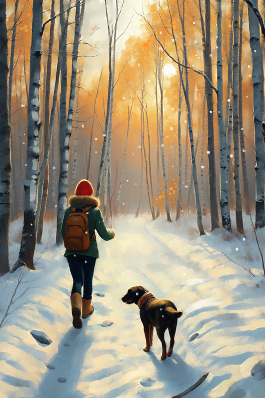 Snow Hike - Illustrated Print by Thomas Little