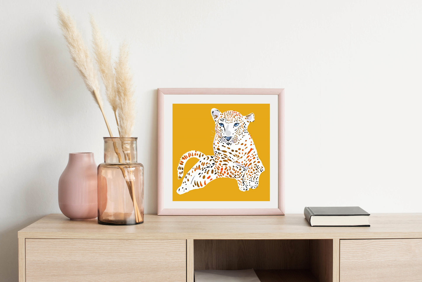 Snow Leopard Chillin - Illustrated Print by Thomas Little