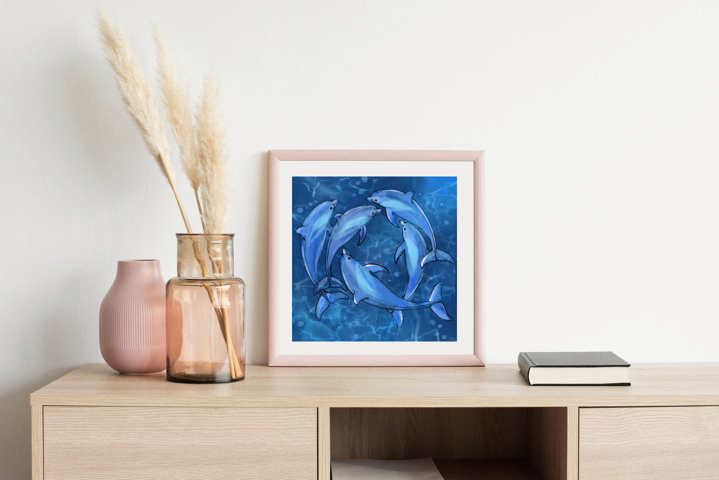 Spinner Dolphins at Play - Illustrated Print by Thomas Little