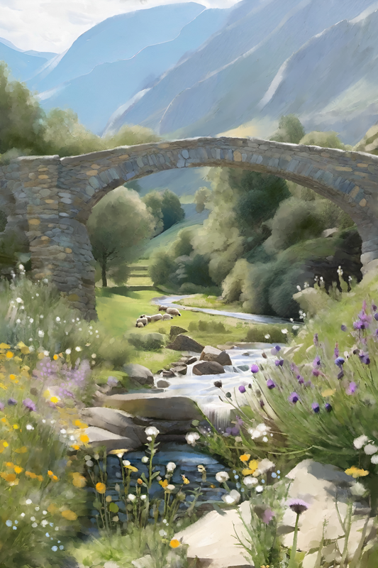 Stone Bridge - Illustrated Print by Thomas Little
