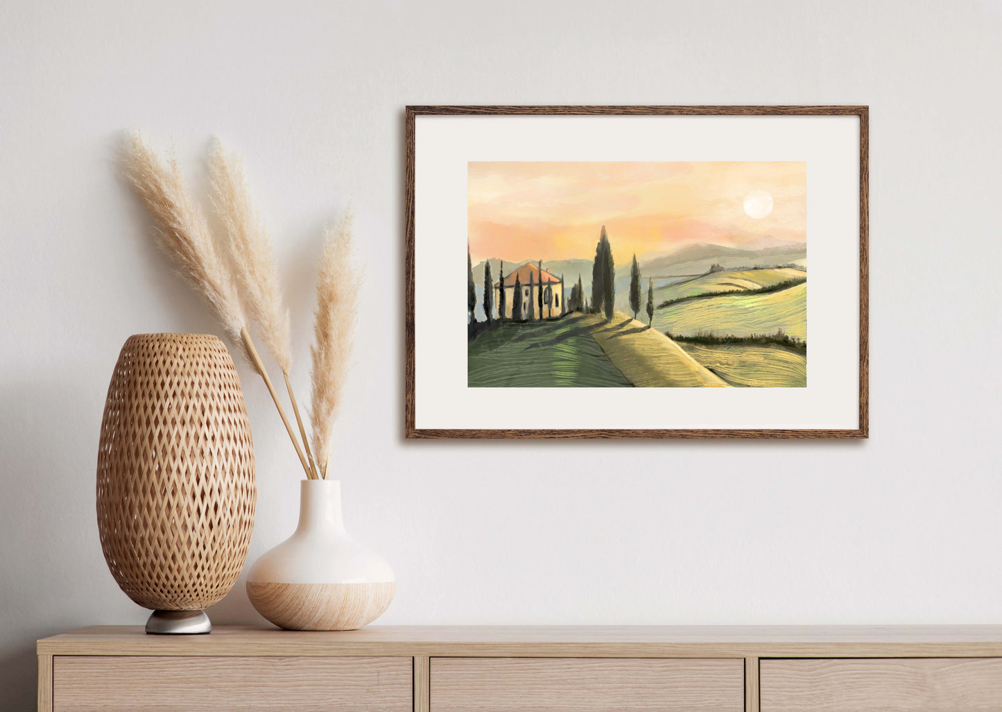 Sunset in Tuscany - Illustrated Print by Thomas Little