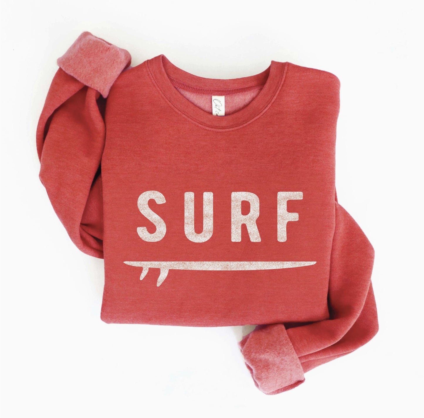 Surf Graphic Sweatshirt (Cranberry Heather color) - by OAT COLLECTIVE