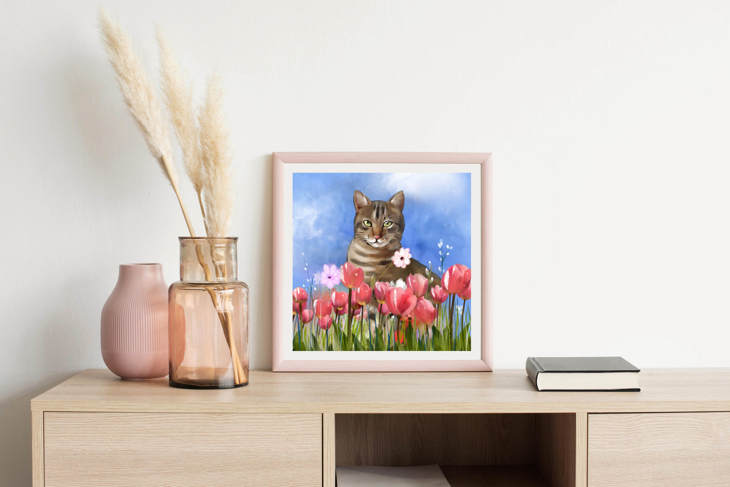 Tabby and the Tulip Garden - Illustrated Print by Thomas Little