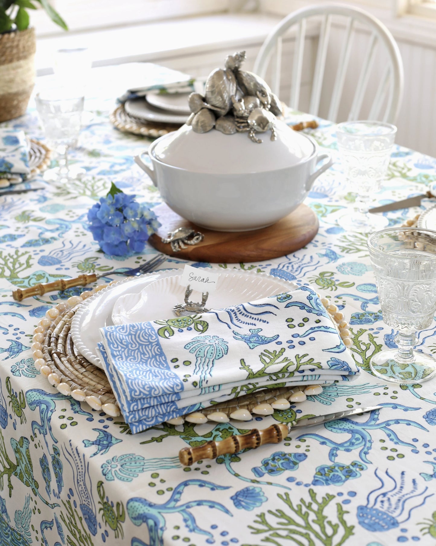 Tablecloth Sea Life 60" x 125" - by Pacific & Rose Textiles