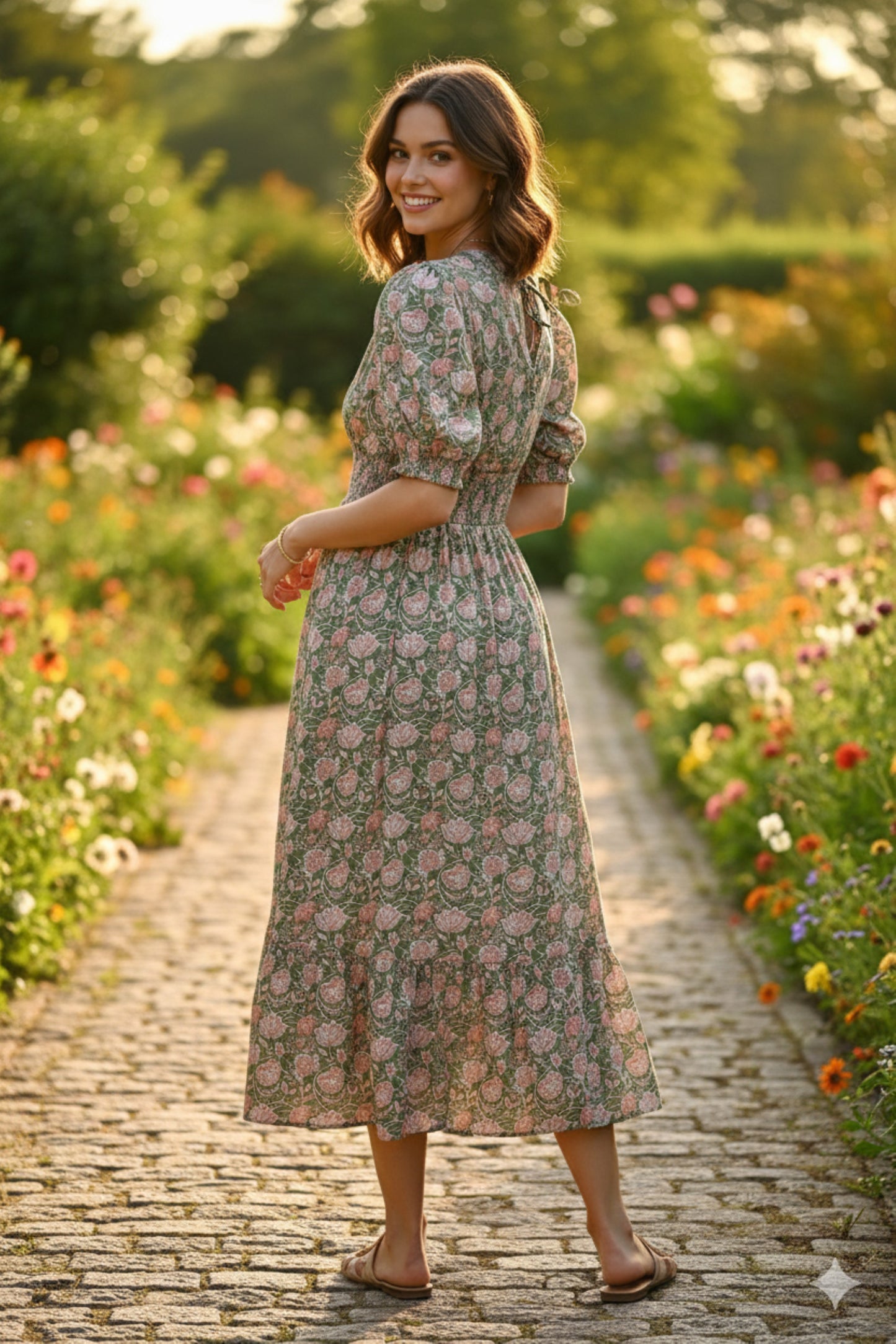 The Violet Floral Smocked Midi Dress - by Downeast®