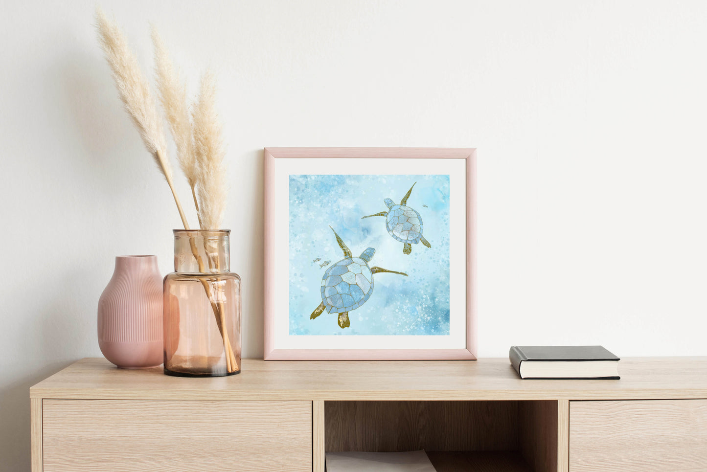 Turquoise Sea Turtles - Illustrated Print by Thomas Little