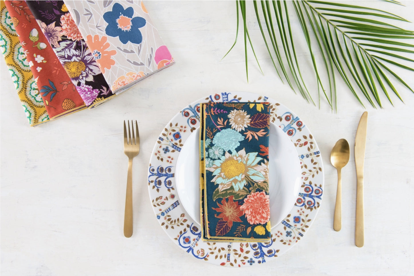 Winter Floral Cloth Napkins, Set of Four - by Dot and Army®