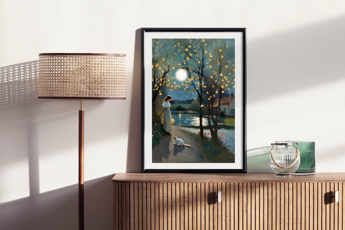 Woman in the Moonlight - Illustrated Print by Thomas Little