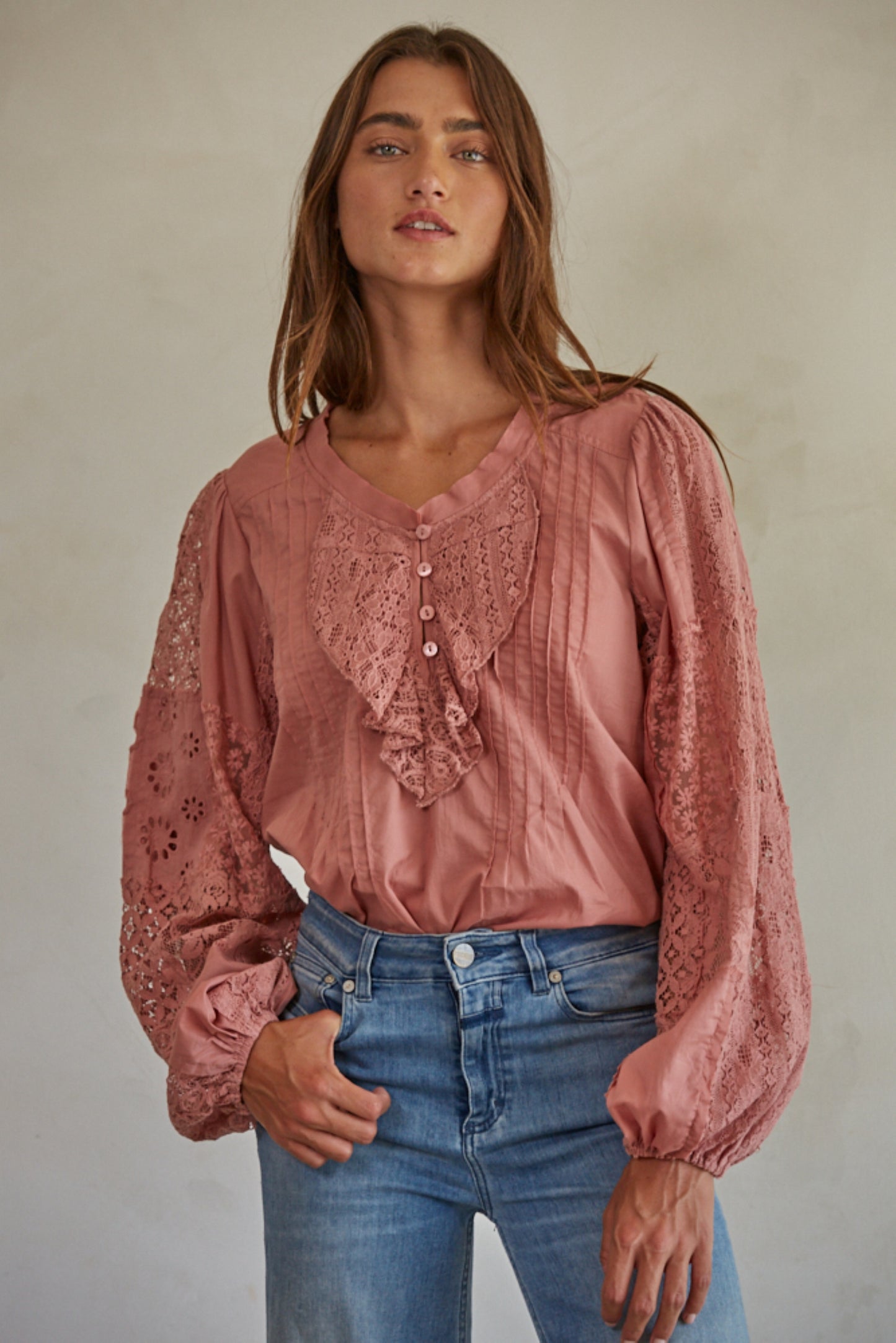 Woven Cotton Long Sleeve Blouse - by By Together®
