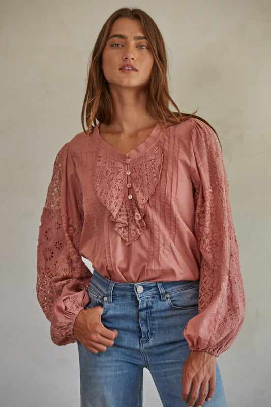 Woven Cotton Long Sleeve Blouse - by By Together®