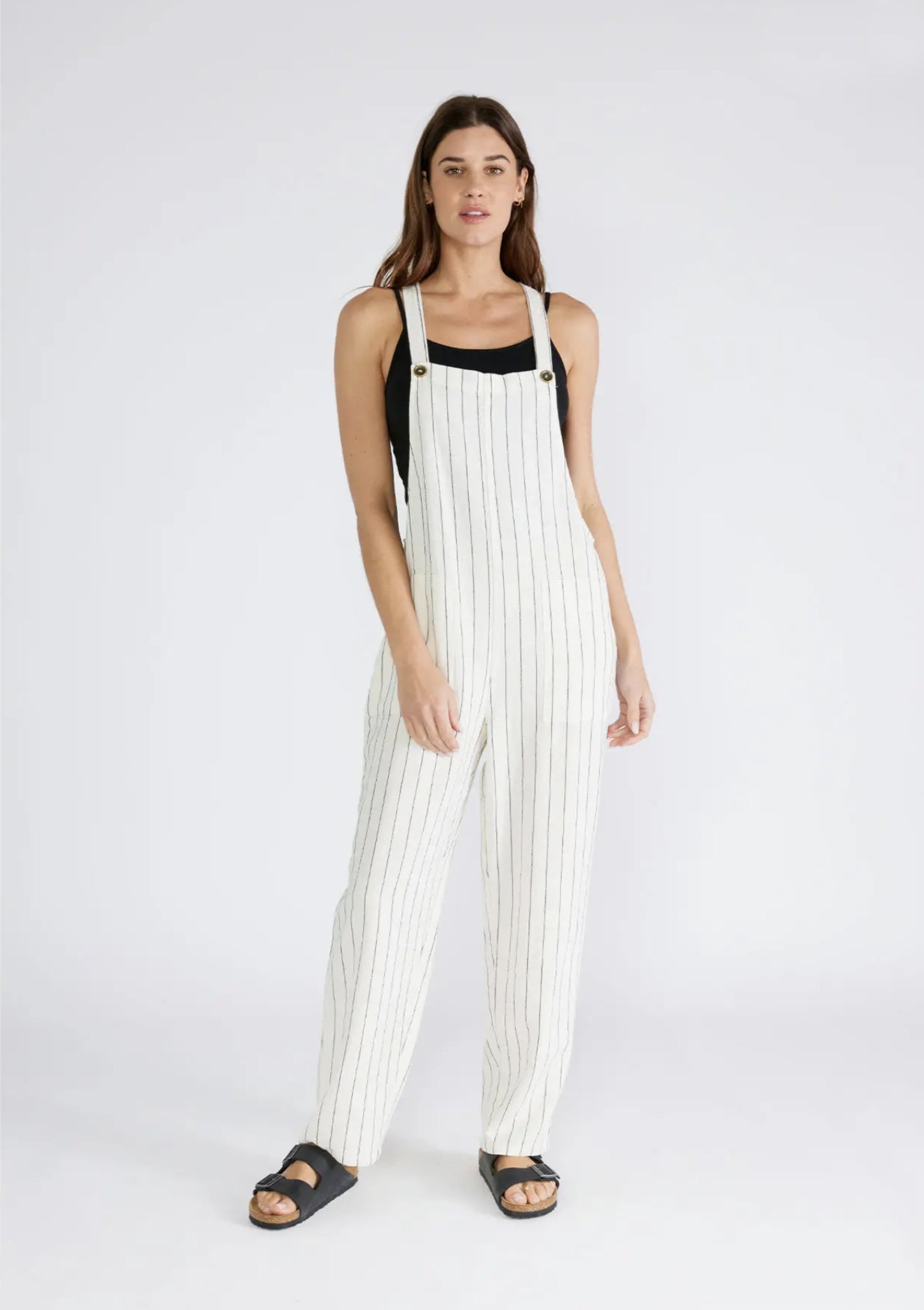 Yarn Dye Striped Button Strap Overall - by Lovestitch®