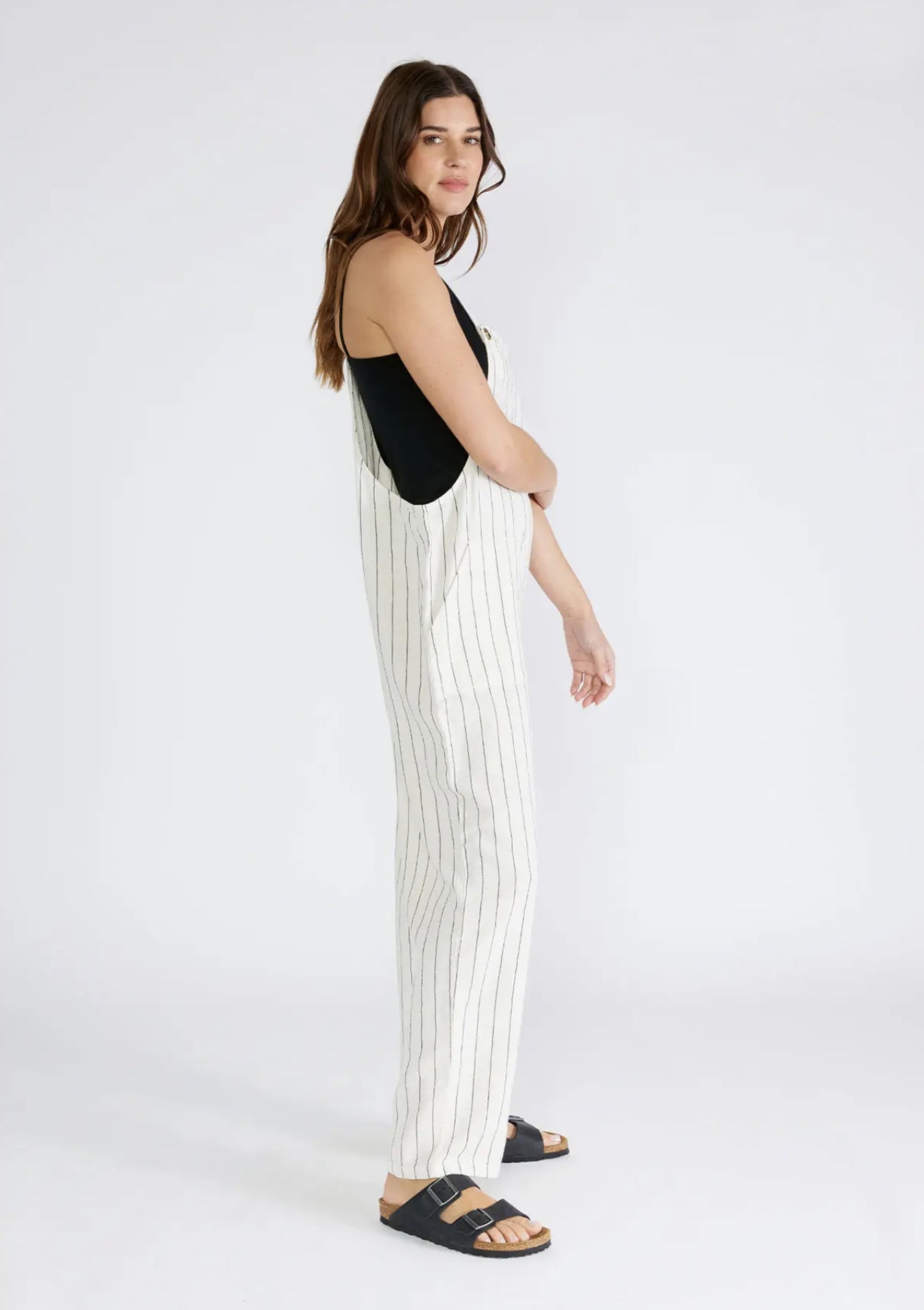 Yarn Dye Striped Button Strap Overall - by Lovestitch®