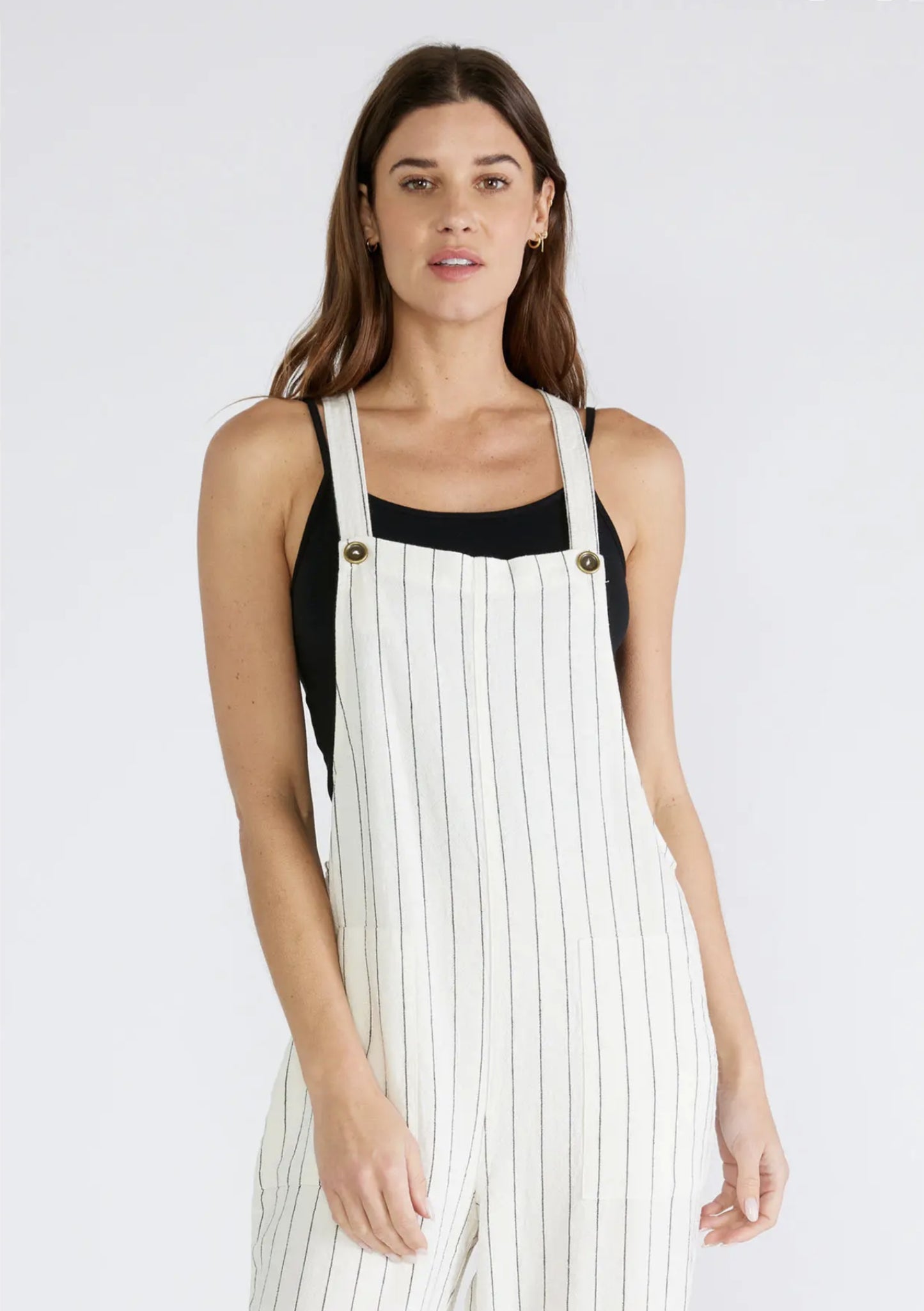 Yarn Dye Striped Button Strap Overall - by Lovestitch®
