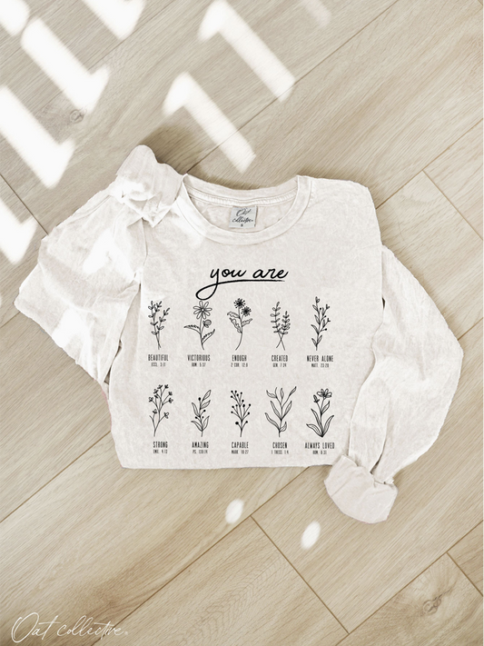 You Are Mineral Washed Long Sleeve Graphic (Cream color) - by OAT COLLECTIVE®