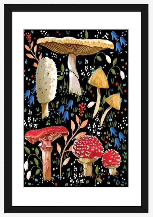 Mushroom Love by Thomas Little - 24 X 16 inches - Framed Art Print
